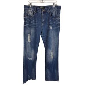 CJ Black Premium Whiskering Distressed Straight Leg Men's Jean's 34/30